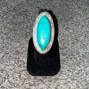 Turquoise and Silver Women's Statement Ring